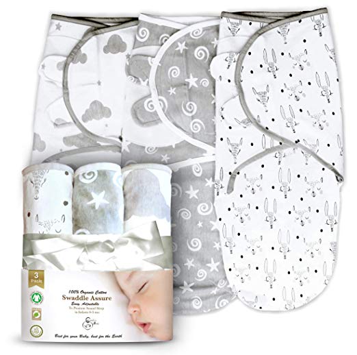 3 Pack Organic Cotton Adjustable Infant Swaddles, 100% Organic Ages 0- –  Cambria Baby