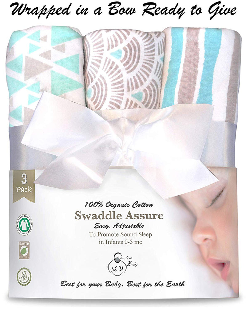 3 Pack Organic Cotton Adjustable Infant Swaddles, 100% Organic Ages 0- –  Cambria Baby